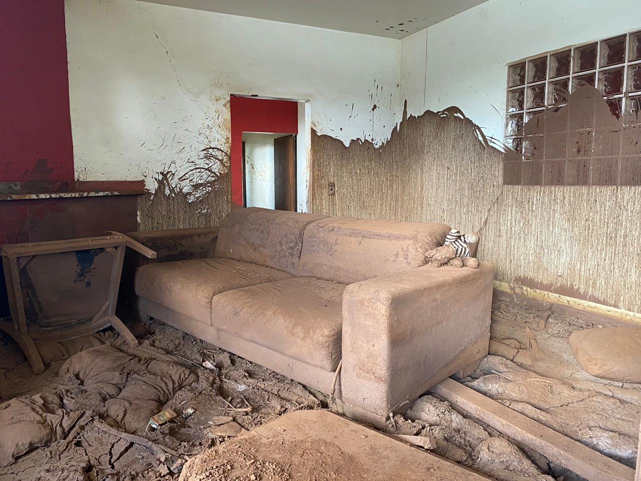 mud-covered living room